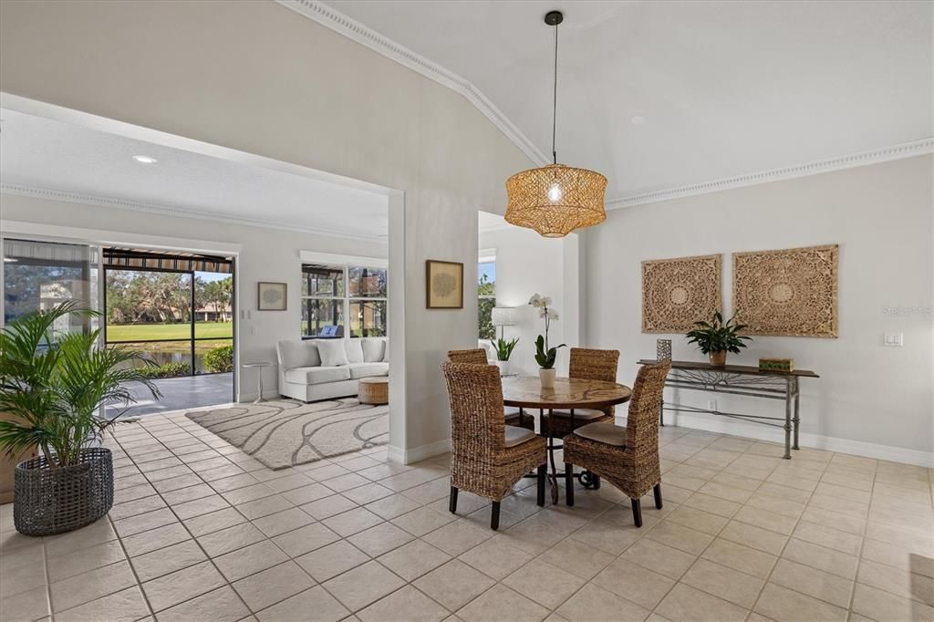 The eat-in kitchen area is perfectly situated.