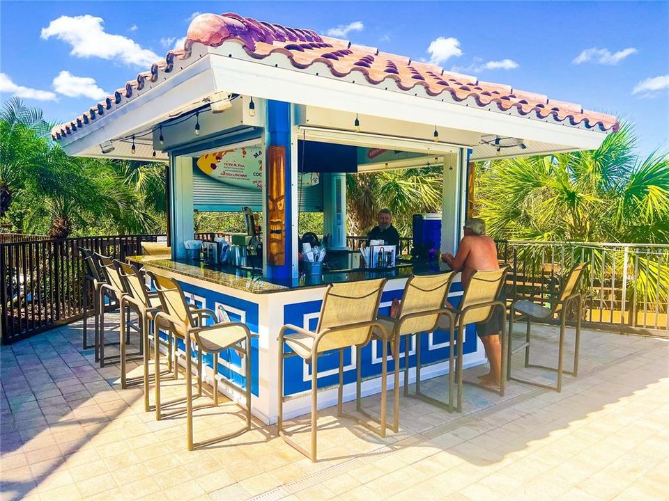 Tiki bar poolside at the clubhouse.