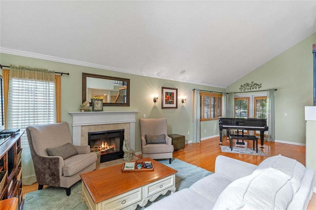 Cozy living room with beautiful wood floors