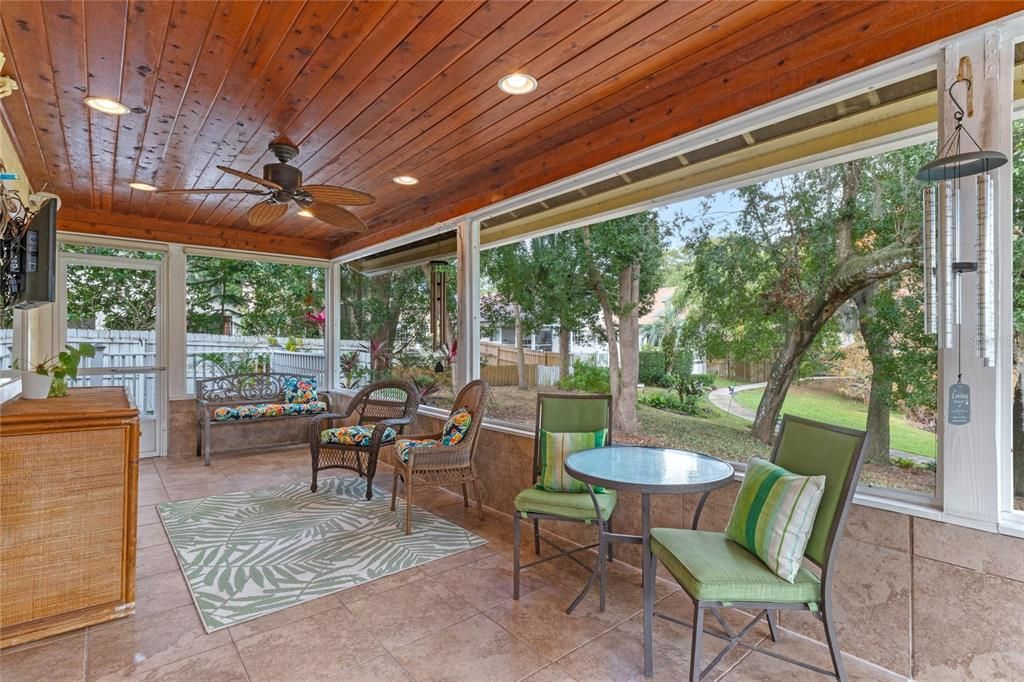 Don't miss the stunning tongue and groove wood ceiling!