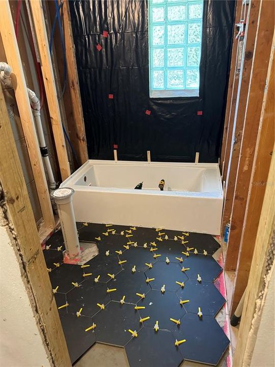 Gutted hall bathroom