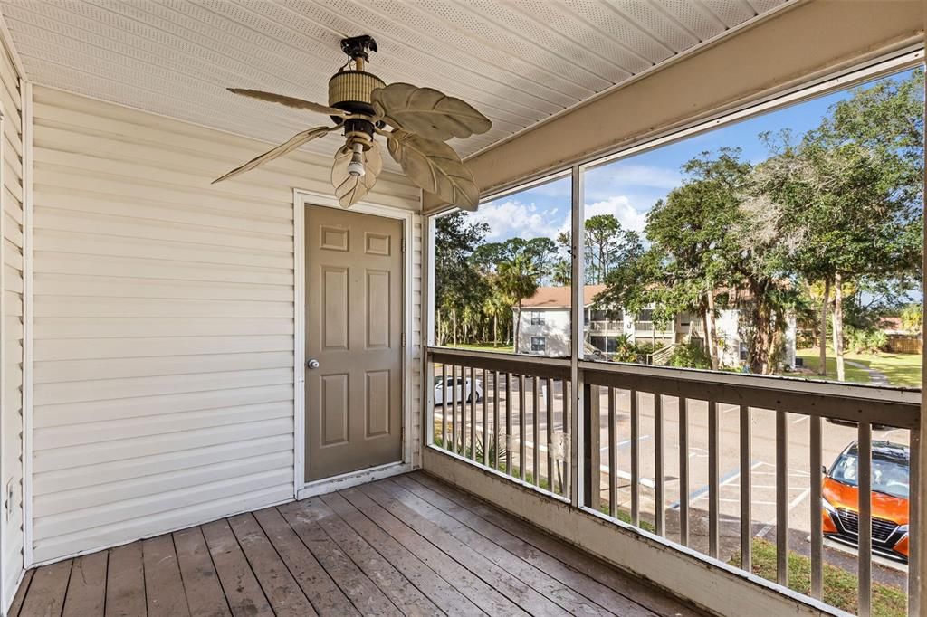 Screened in Patio with Storage