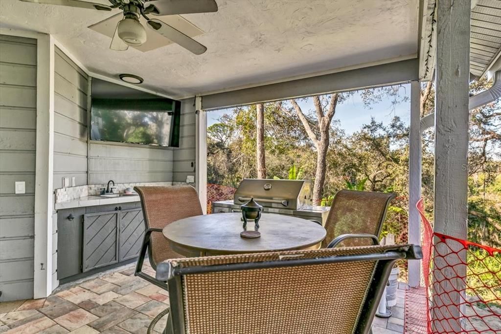 outside kitchen and eating area