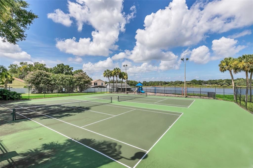 Tennis Courts with lake views