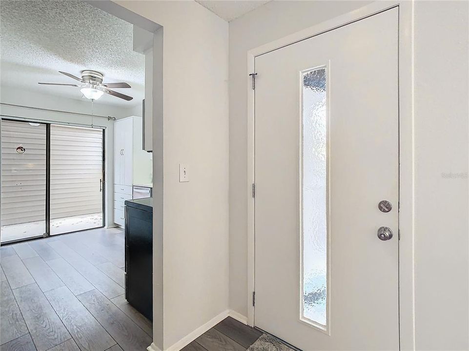 Entry door looking towards kitchen