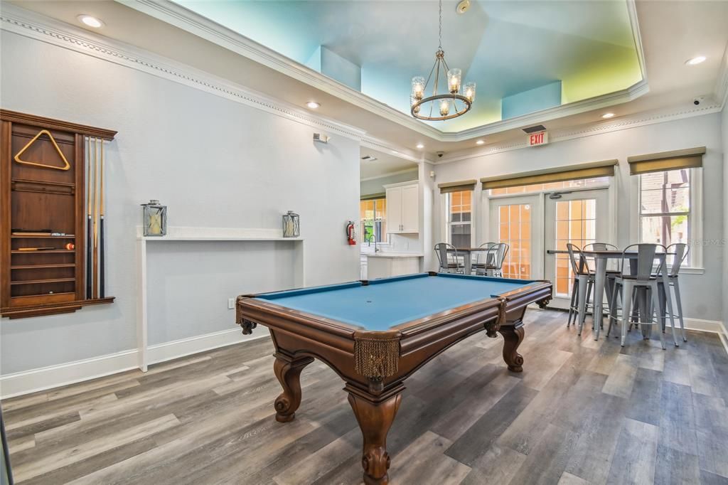 Pool table in the clubhouse