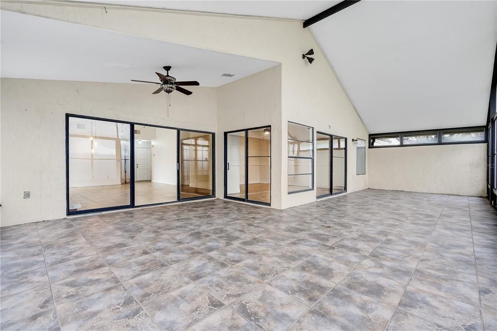 large tiled covered patio