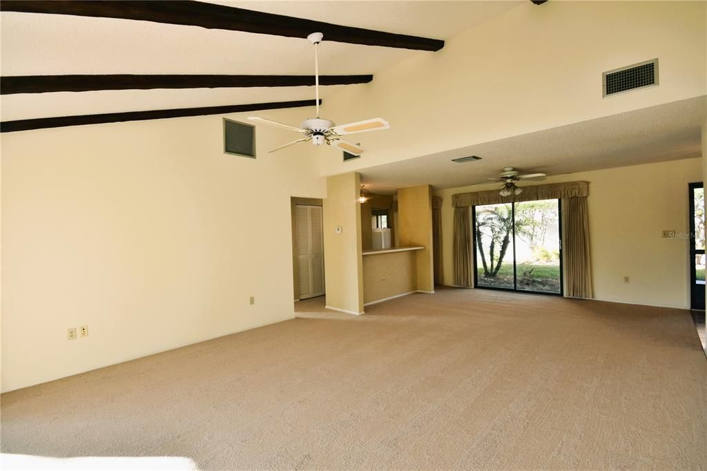 Living area has vaulted ceilings