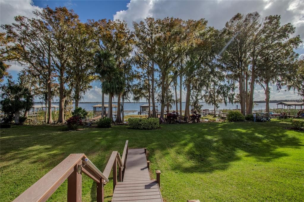 Stairway to back yard and dock.