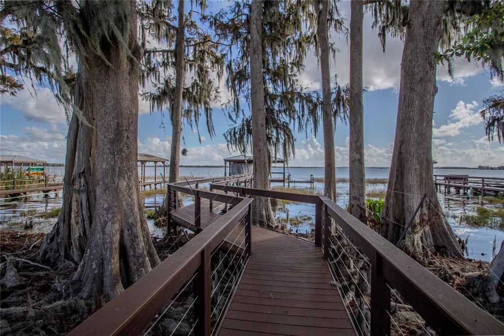 Quality Trex Decking with railing and safety wires.