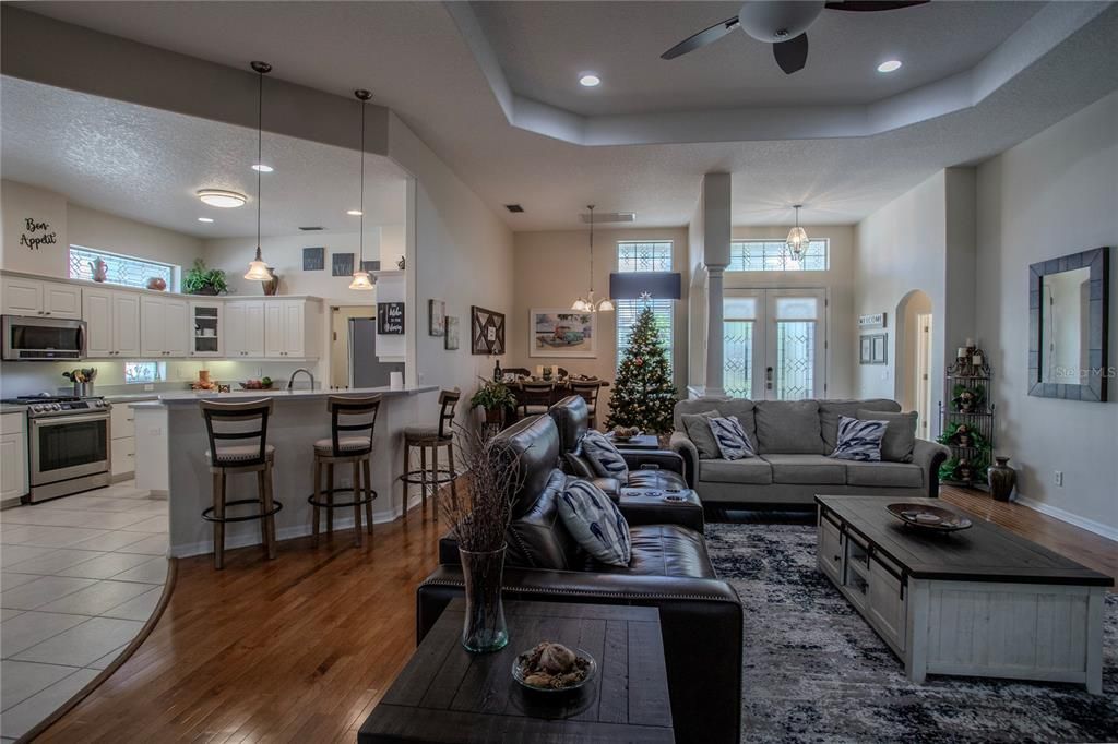 Central Great Room opens to a fabulous Kitchen. Plenty of space to entertain family and friends!