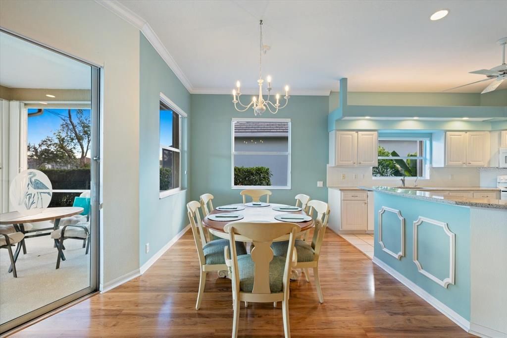 Dining room with aquarium windows