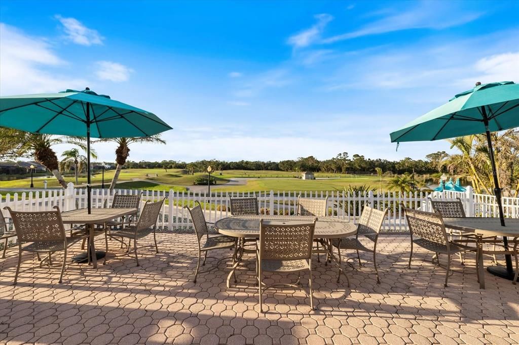 Patio off community pool