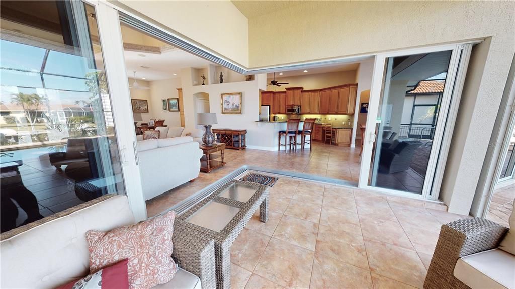 Under-roof lanai within pool enclosure