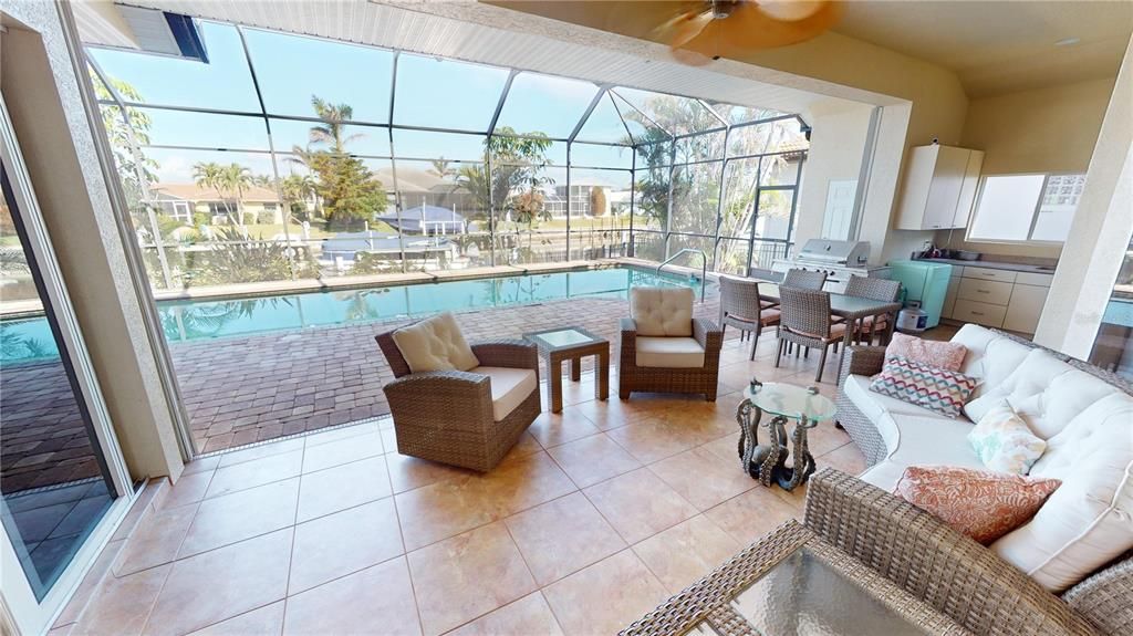 Under-roof lanai within pool enclosure