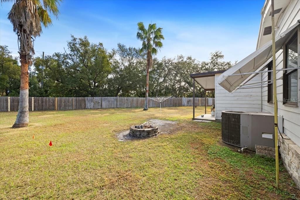 fire pit in back yard