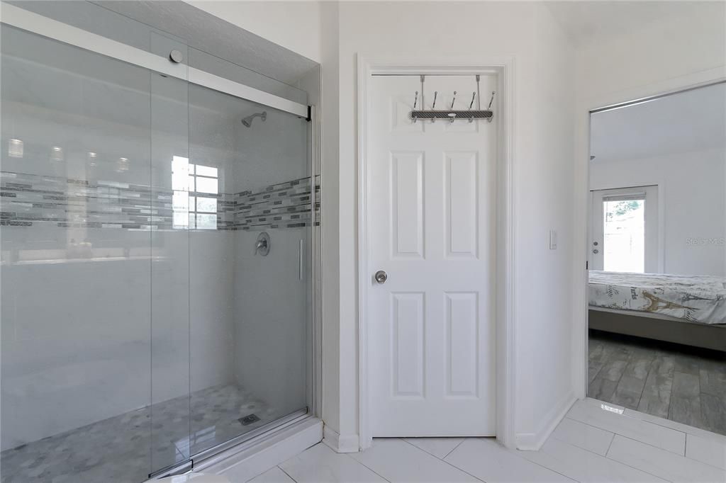 large shower and walk-in closet