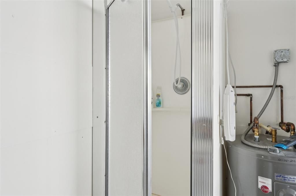 Extra built-in shower in garage