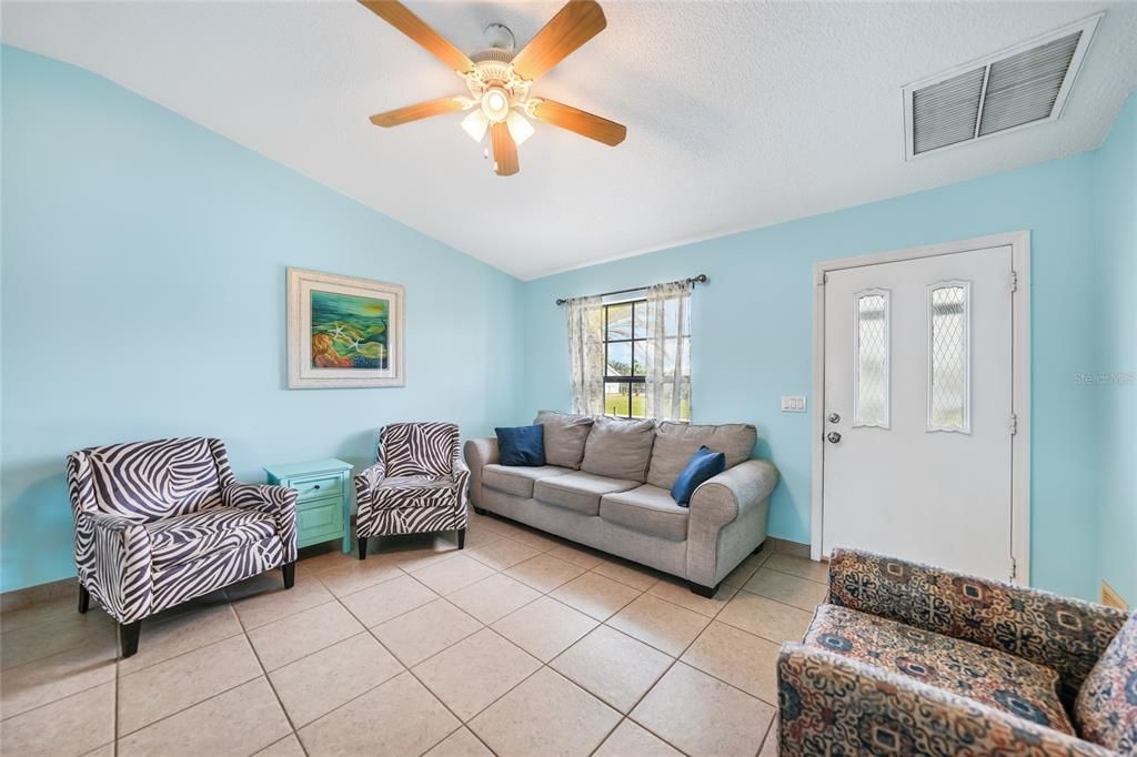 Living room looking at front door