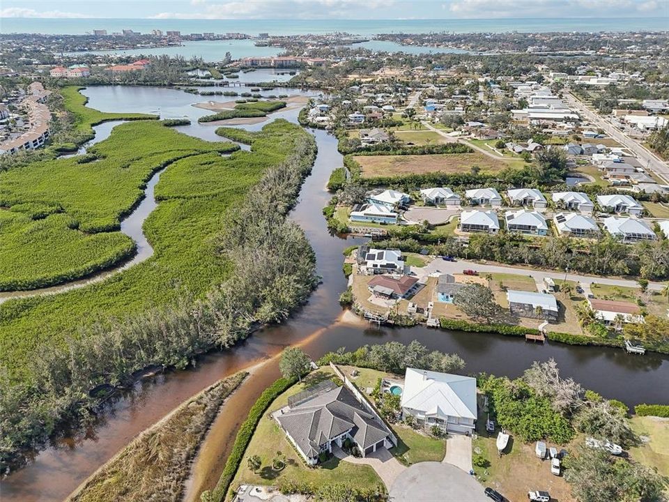 Aerial of Curry Creek to Roberts Bay