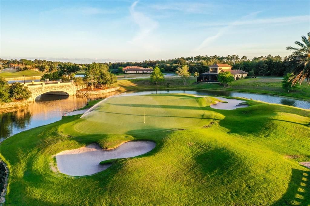 Aerial View towards 8th hole and stone bridge