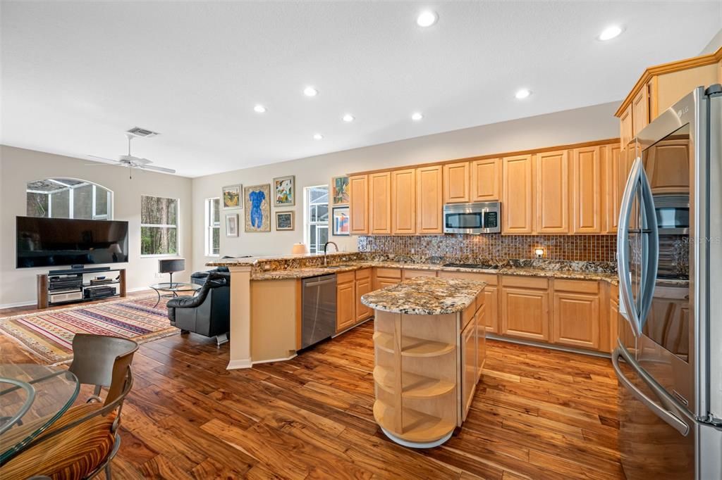 Kitchen and family room