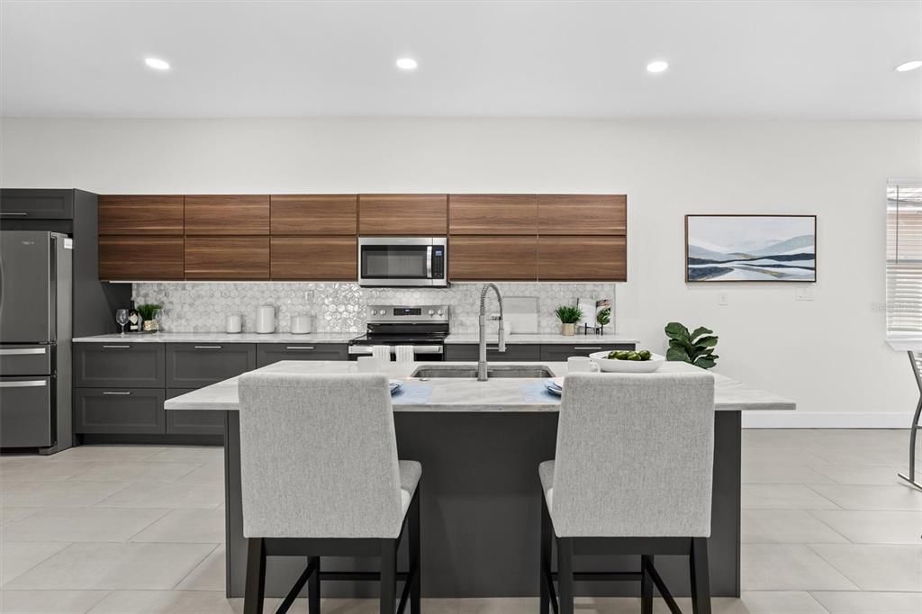 Quartz kitchen island