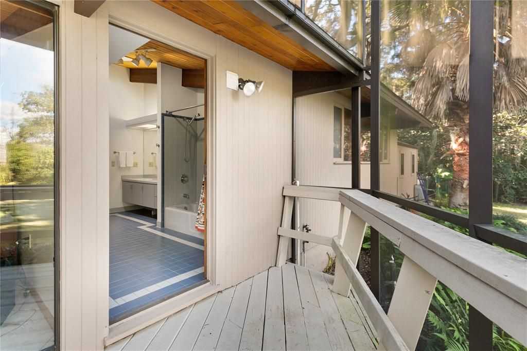 Guest bath is accessible from porch