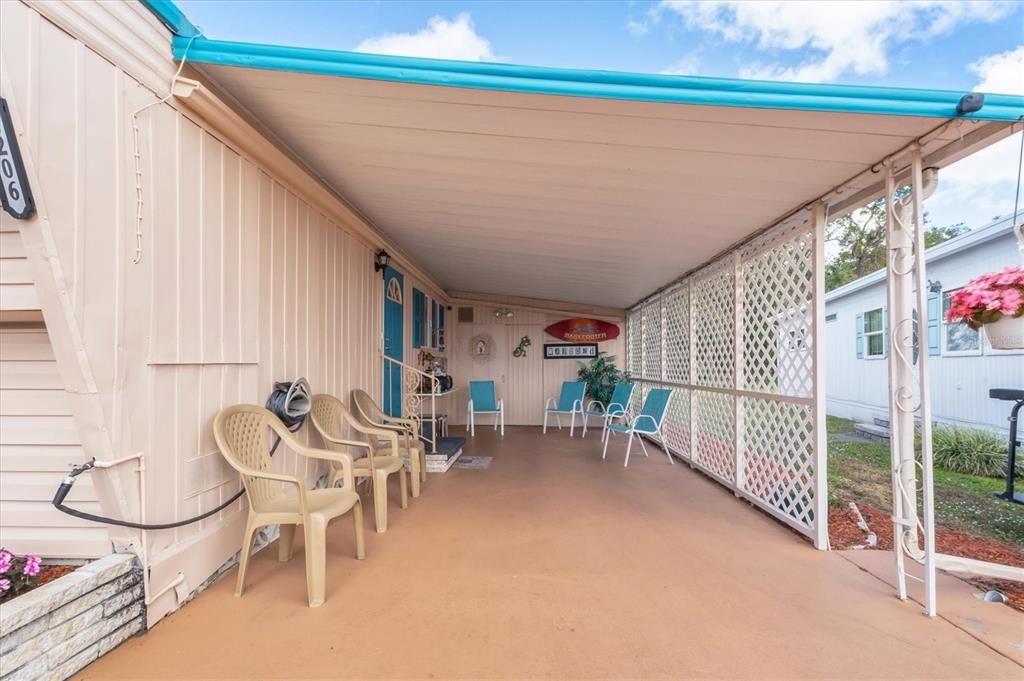 Outdoor living room under the carport