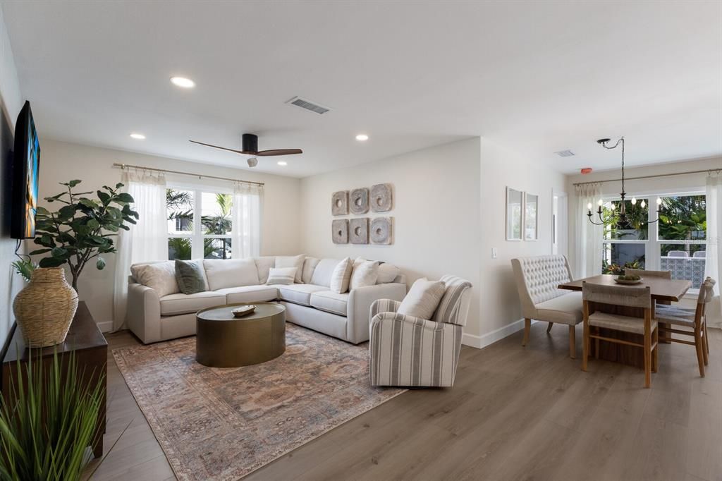 East living/dining room with professional interior design