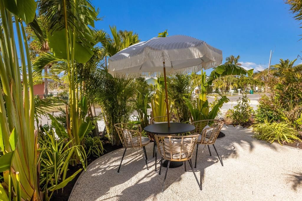 Private open seating area at the front of each villa