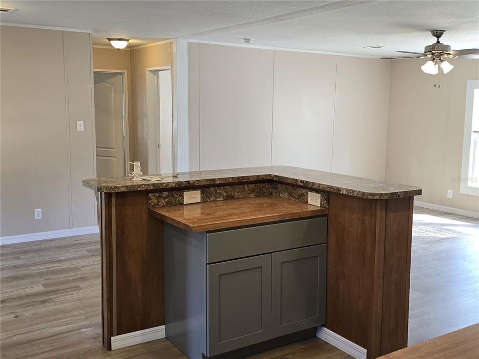 Additional counter space perfect for a coffee and breakfast bar.