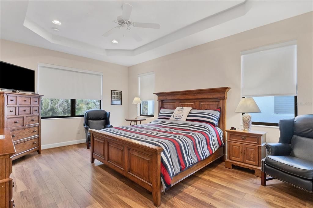 Primary bedroom with tray ceiling