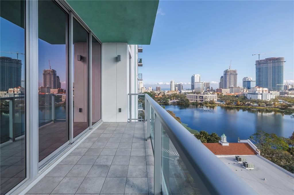 Spectacular city and lake views from private balcony