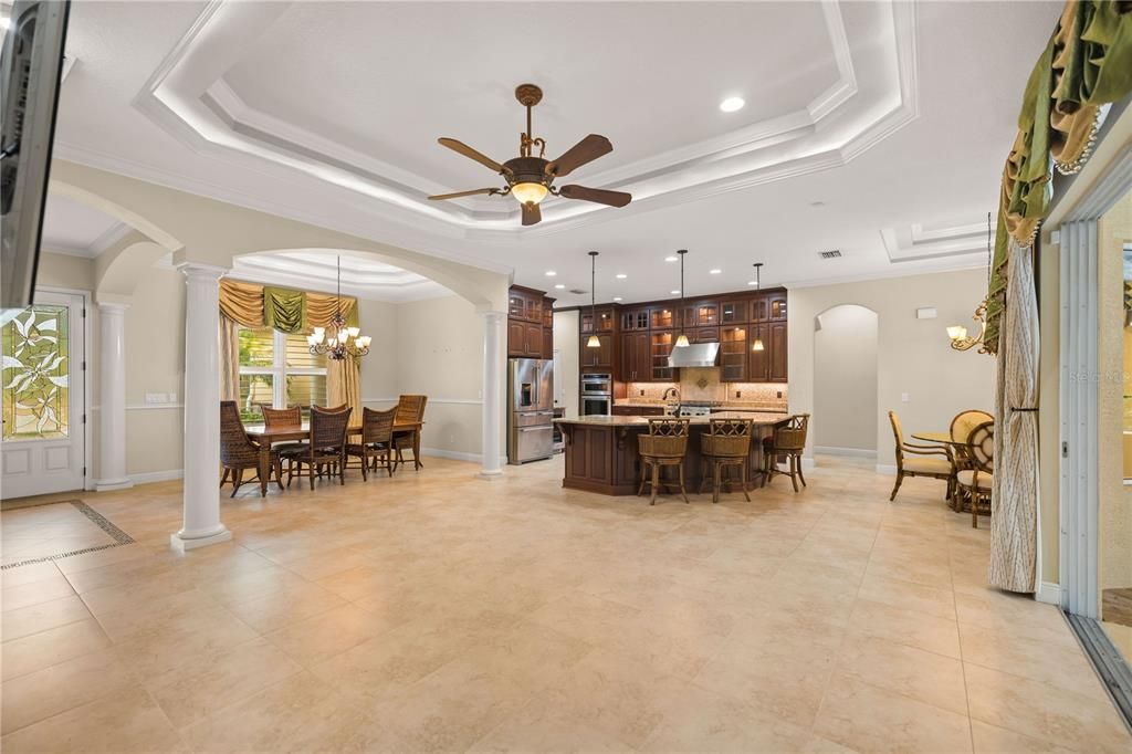 Living room designed with crown molding indirect lighting