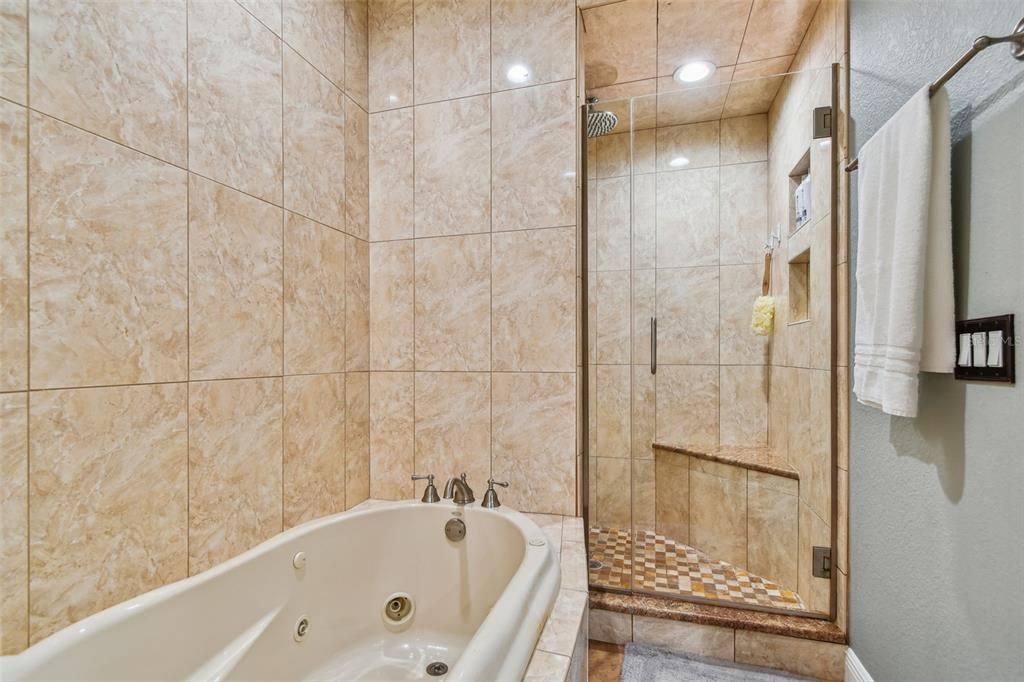 Primary Bathroom Tub and Walk In Shower