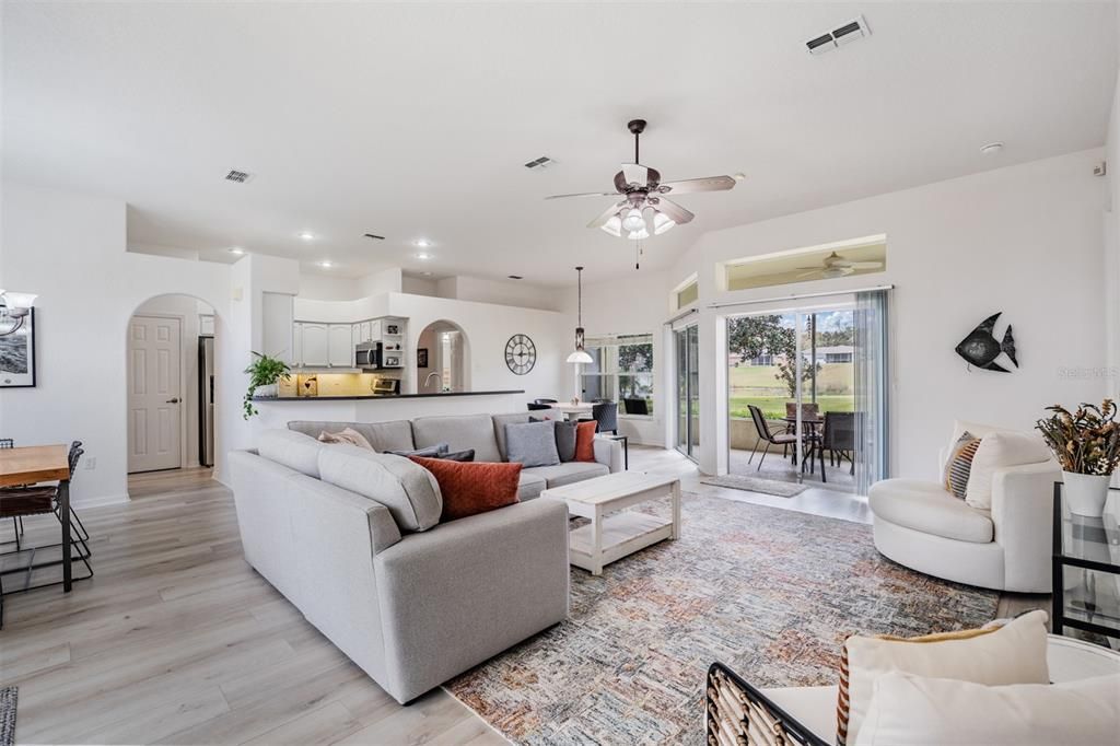 Arched doorways, plant shelves, sleek living space!