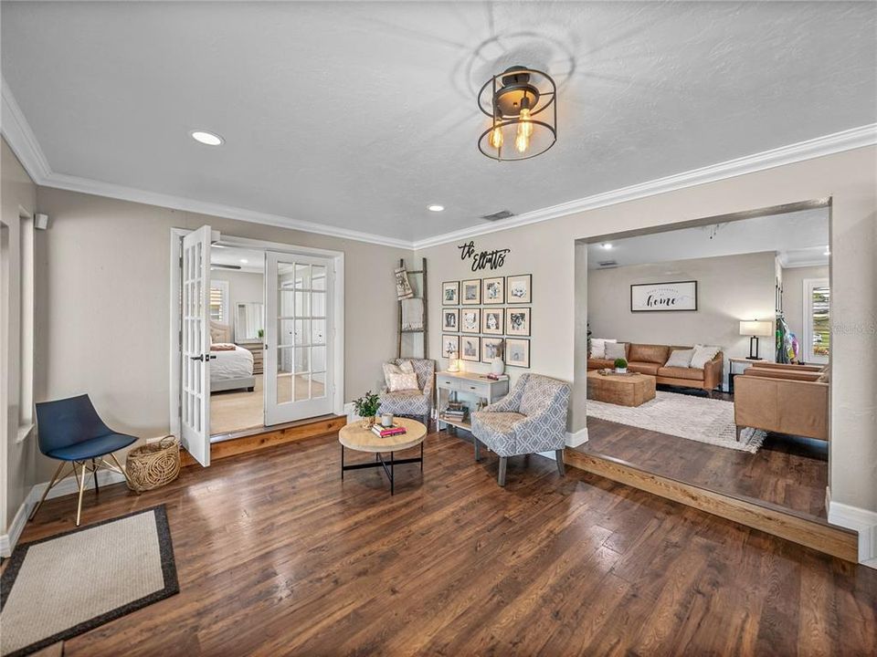 Family room looking into living room & Primary bedroom