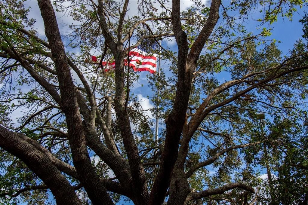 God Bless America-We are proud of our Country-American Flag year 'round at front Entrance to our Clubhouse