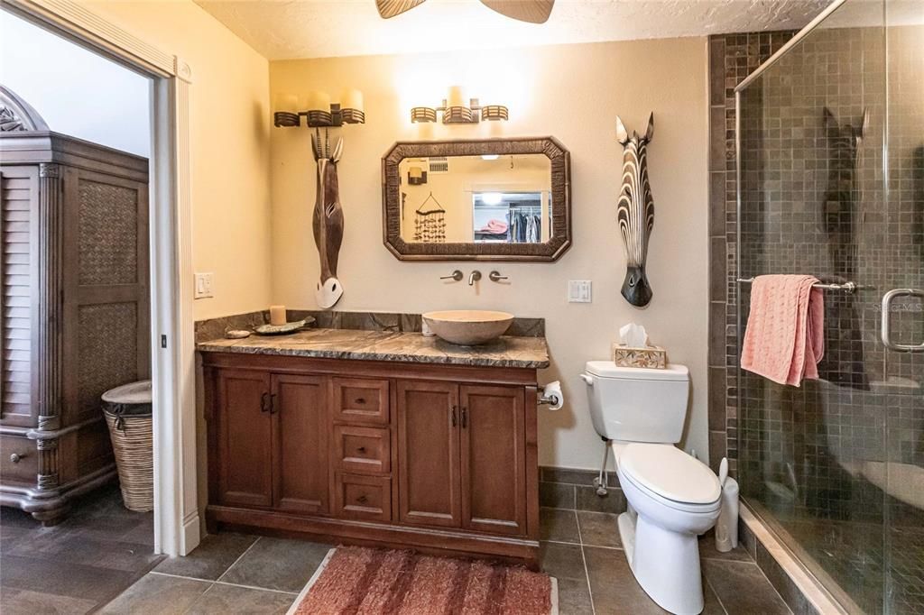 Primary Bath with wood-look bowl sink