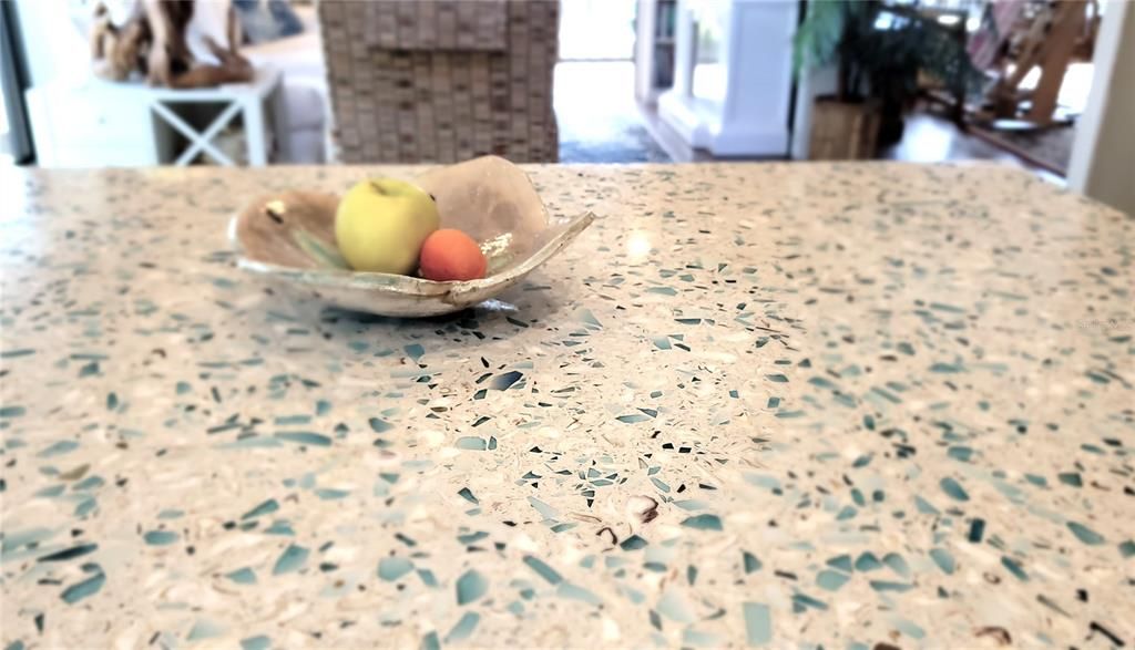 Blue-Bottle Counters in Kitchen