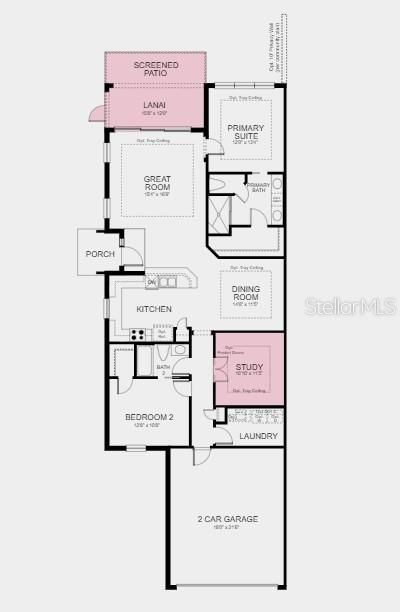 Floor Plan - Structural options added include: extended lanai with screened cage and pavers, and study