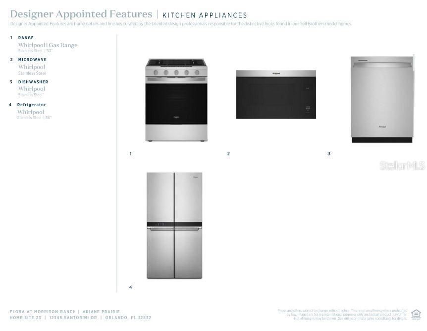 Fully upgraded appliance package including natural gas range.