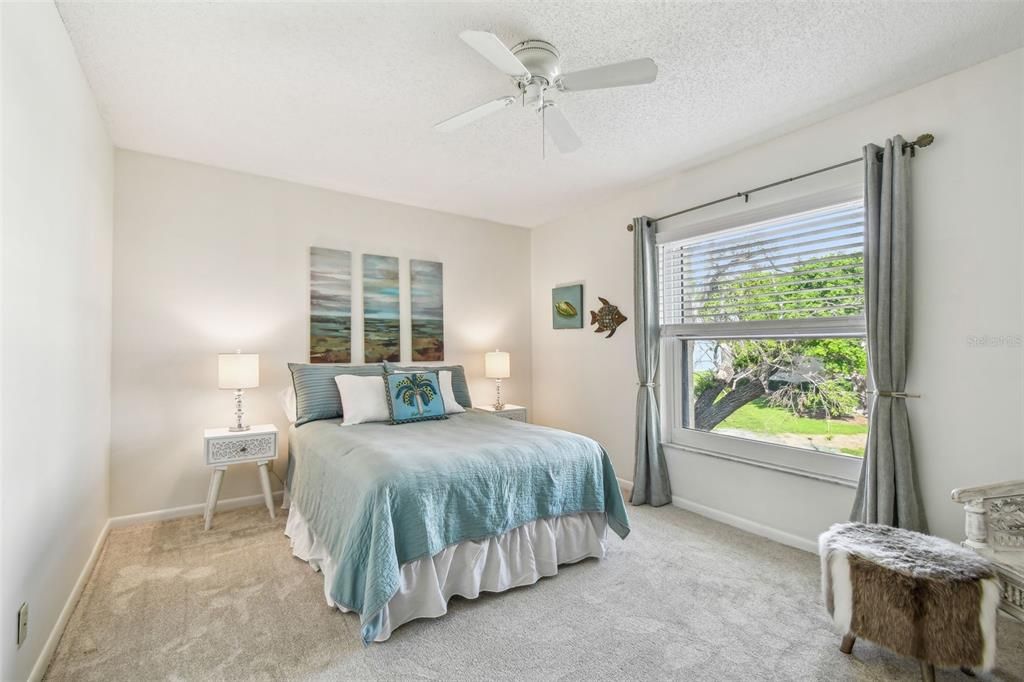 End unit allows extra privacy, bay view & breezes from side window!