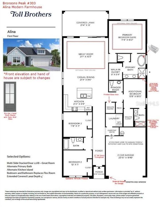 Floor plan highlighted with upgraded features