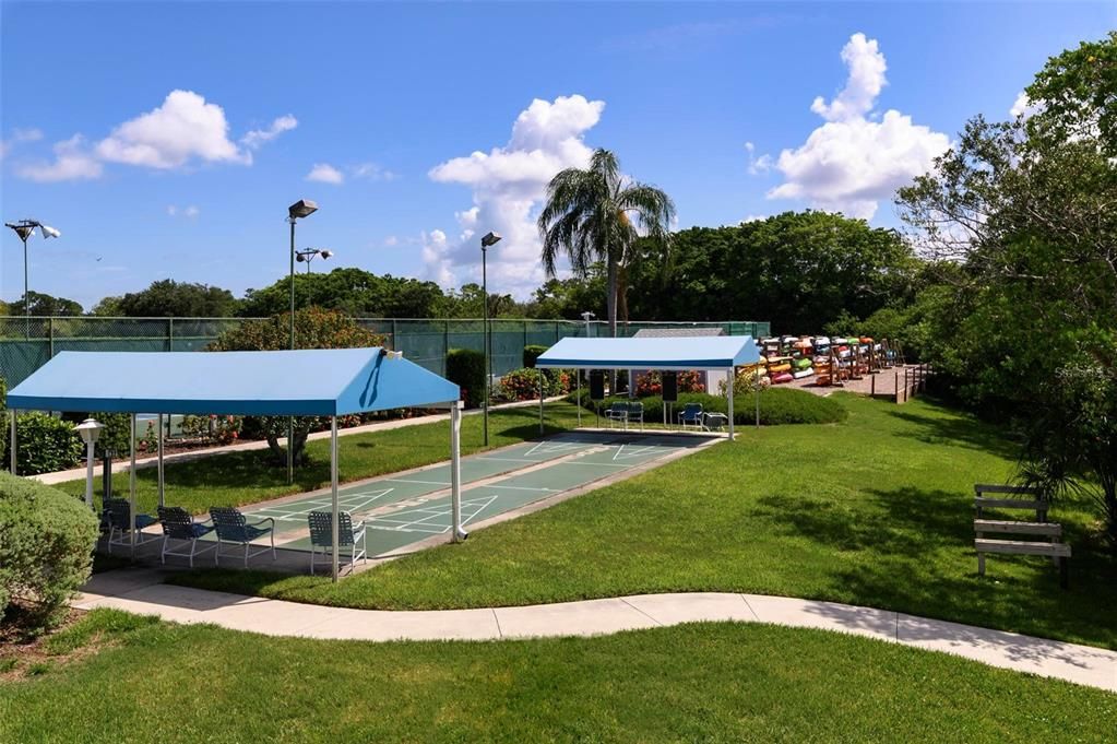 Shuffleboard and kayak storage at Perico Bay Club