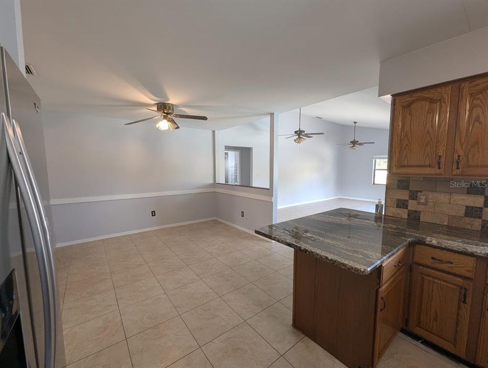 View of dining room and family room