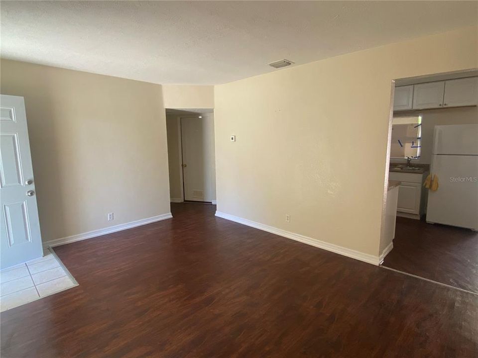 Living room. View towards 2 bedrooms & the bath