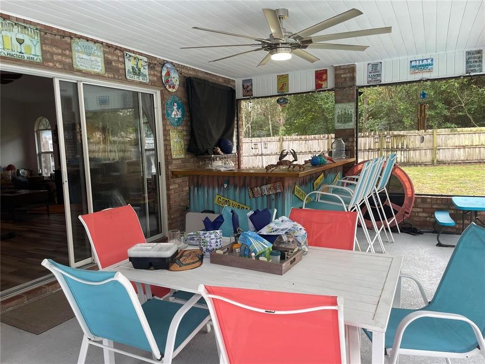 Entertainment Area under Cover on Back Porch