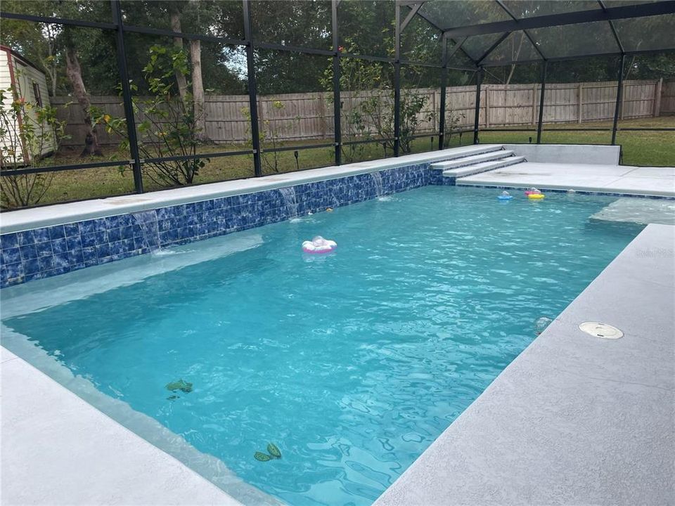 Pool with waterfall